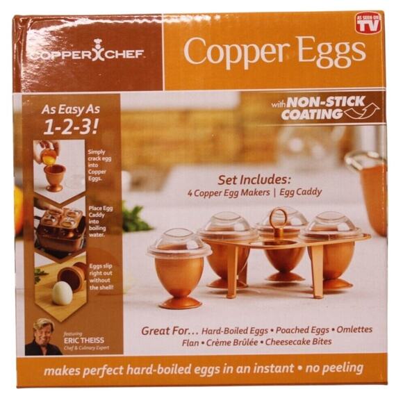 *NEW* COPPER CHEF COPPER EGGS NON STICK COATING AS EASY AS 1-2-3! - Picture 1 of 8